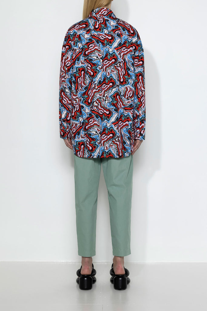 CHEMISE OVERSIZE EN COTON GRAPHIQUE BLEU AEROGRAPHE