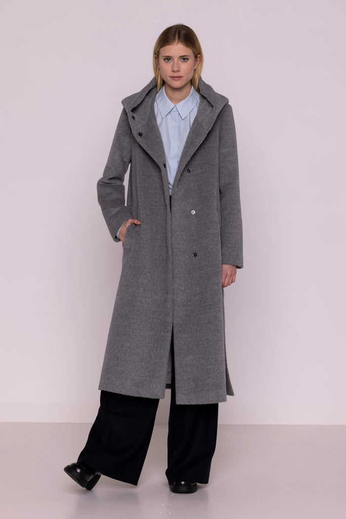 MANTEAU LONG ALPAGA TEMPOREL GRIS