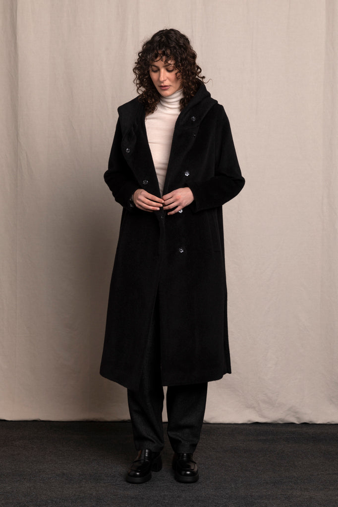 MANTEAU LONG ALPAGA TEMPOREL NOIR