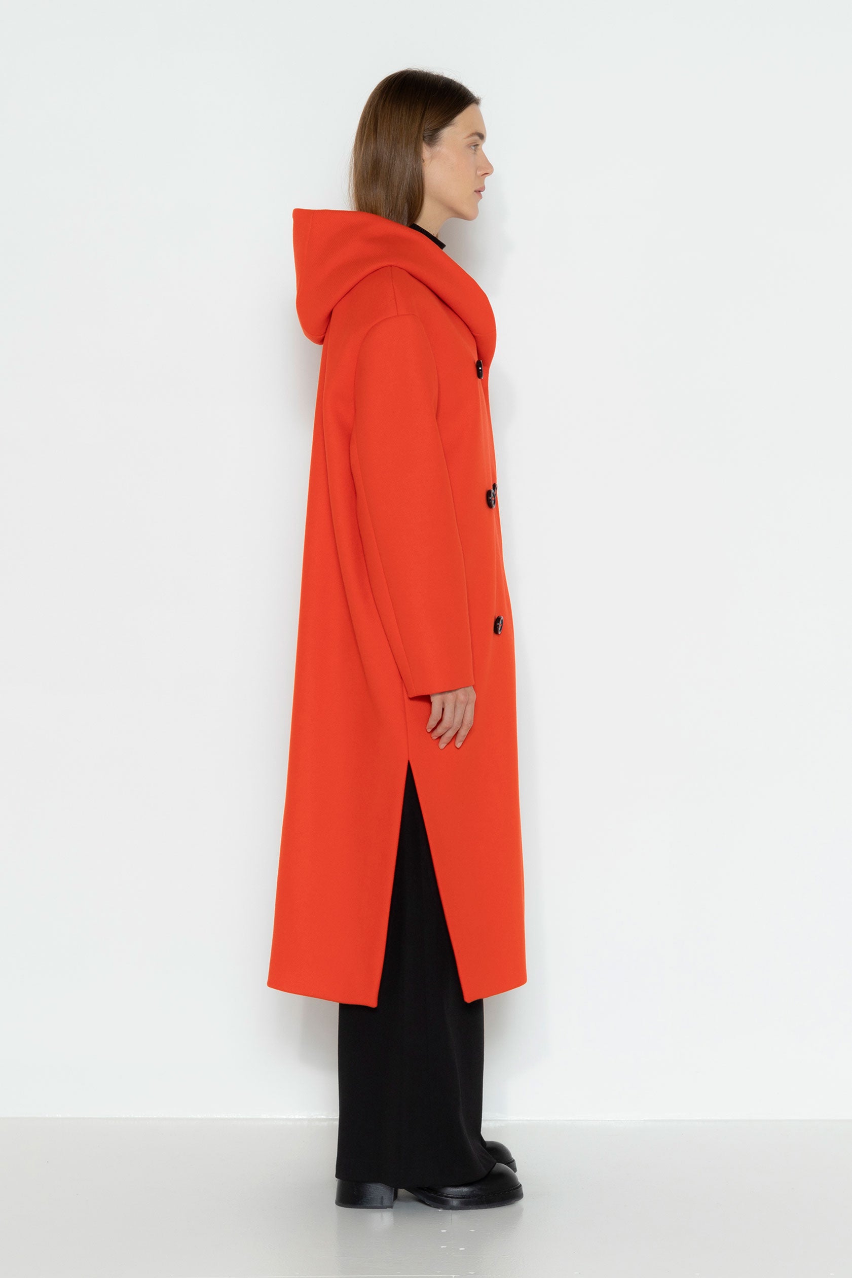 Manteau laine orange new arrivals